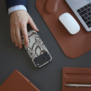 Чехол для iPhone 17 Pro кожаный, питон натурального цвета