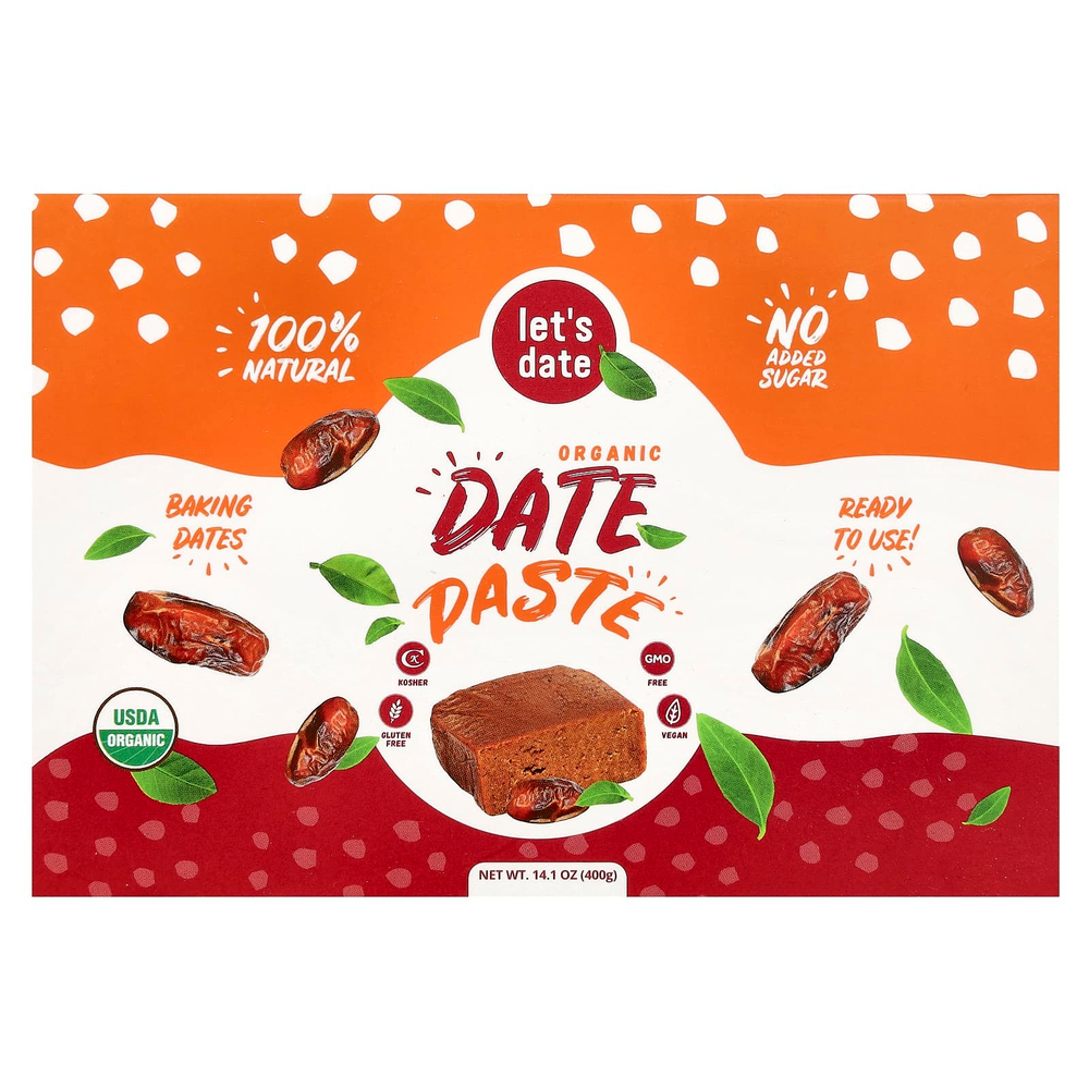 Let's Date, Органическая финиковая паста, 400 г (14,1 унции)