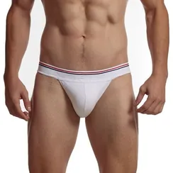 Мужские трусы танга белые JOCKMAIL JM3037-1