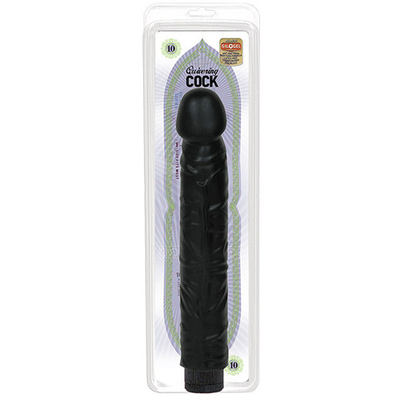 Черный вибратор Quivering Cock - 21,5 см.