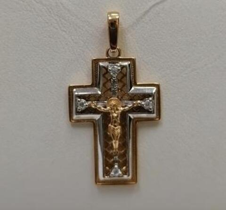 Крест из золота с фианитами