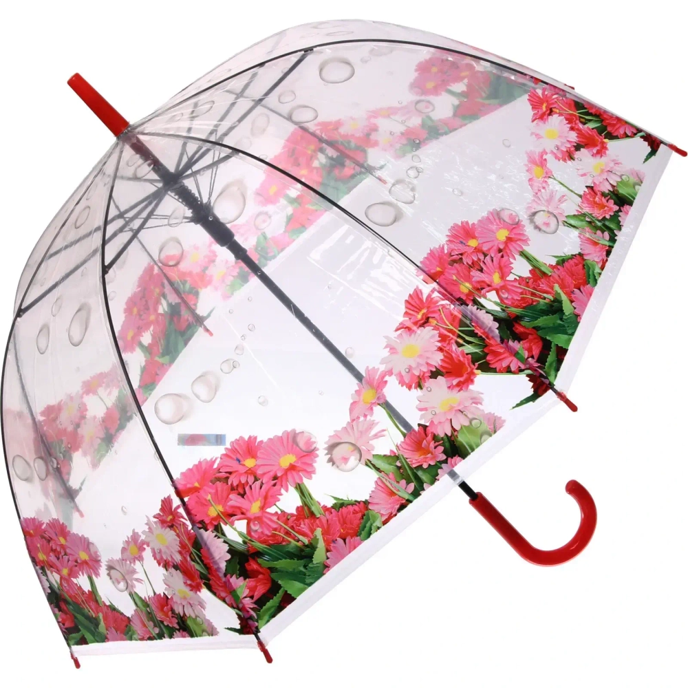 Зонт-трость женский купол «Цветы», 8 спиц, цвет микс, d-80см, длина в слож. виде 82см