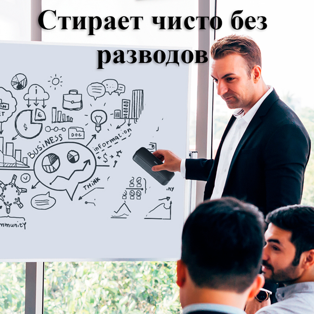 Губка магнитная для маркерных досок Deli 110 x 50 х 40 мм., серая