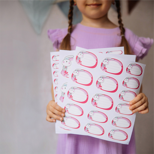 Наклейки для школьных принадлежностей. Зайка