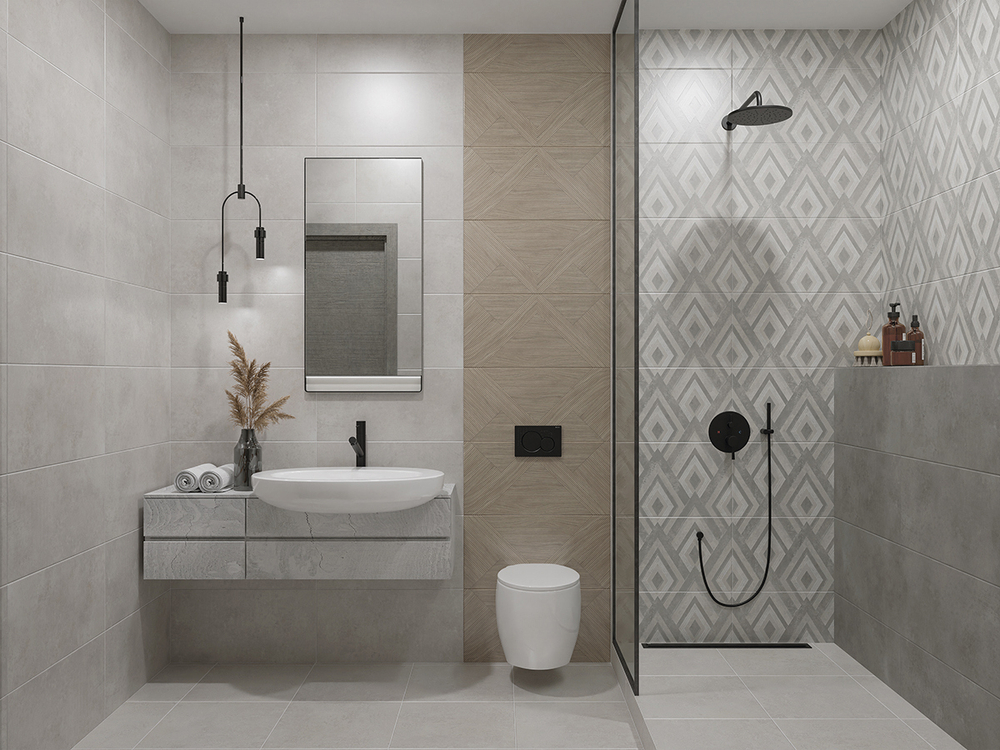 Плитка настенная Azori Cemento Geometria 31.5x63 см 1.59 м² матовая цвет серый