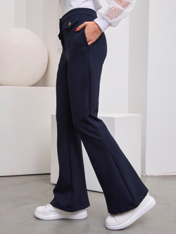 Брюки классические для девочки клёш тёмно-синие