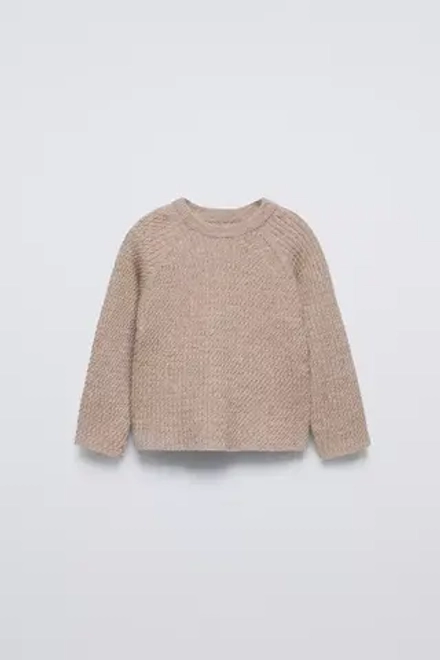 ZARA СВИТЕР С УЗОРОМ «КОСЫ», РЫЖЕВАТО-КОРИЧНЕВЫЙ С МЕЛАНЖЕВЫМ ЭФФЕКТОМ