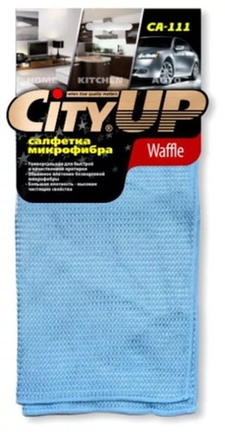 Салфетка микрофибра "City UP-111"Waffle для стекла (1шт) 35х40см (в уп)