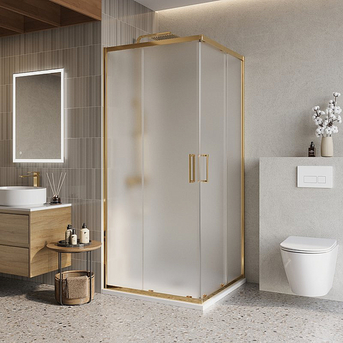 Душевой уголок BelBagno Luce A-2-90-P-ORO 90x90 стекло рифленое/профиль золото