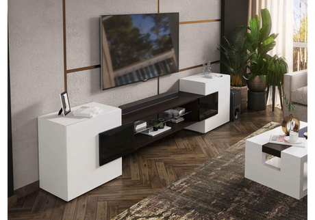 ТВ-тумба Woodville Лисмор белый, черный глянец