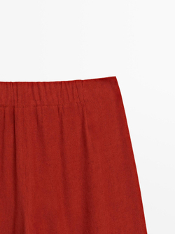 Massimo Dutti Брюки прямого кроя с двойными защипами, красный