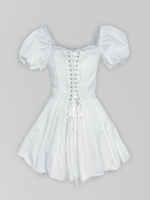 Платье-мини корсетное с пышной юбкой и рукавами-фонариками