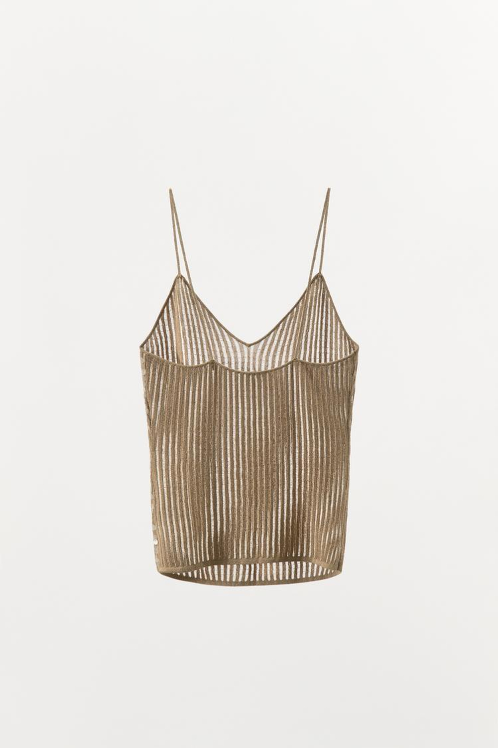 ZARA ТРИКОТАЖНЫЙ ТОП С ПАЙЕТКАМИ, ЗОЛОТИСТЫЙ