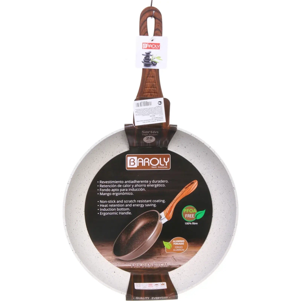 Сковорода «BAROLY» WHITE 28см индукционная с антипригарным покрытием, бакелитовая ручка