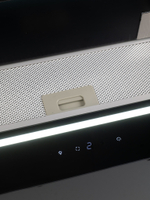 Вытяжка кухонная Caste-60RT (BLACK) черный, D150мм, 1200м3/ч, полновстраиваемая, мотор 230Ватт, стекло 60см, управл. сенсорное + ПДУ (MACBI)