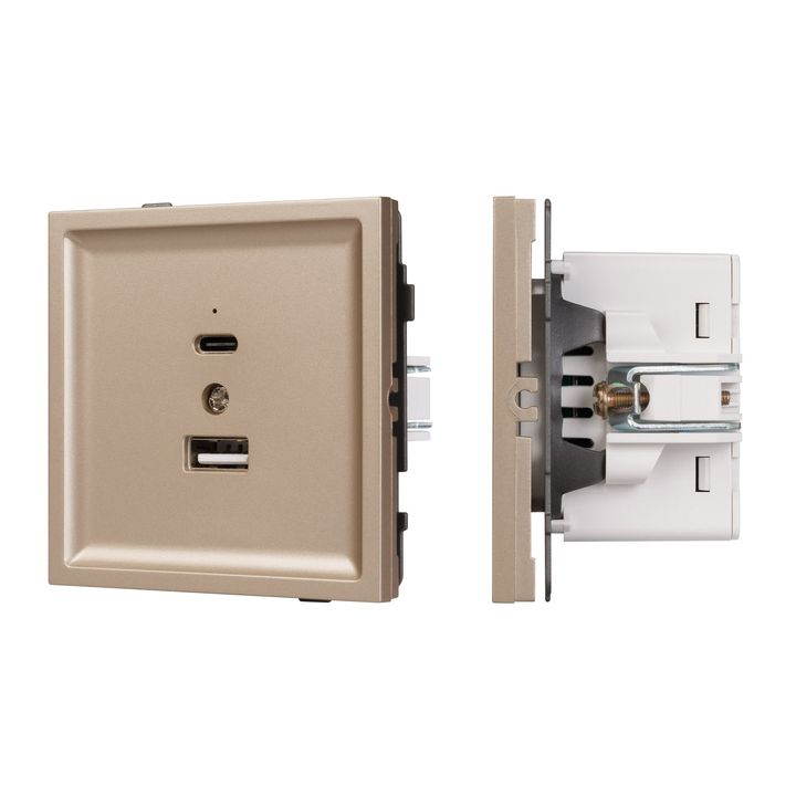 Механизм USB розетки SCT-TENDO-MUAC-PL-GD (5V, 3A, QC3) Arlight 054097