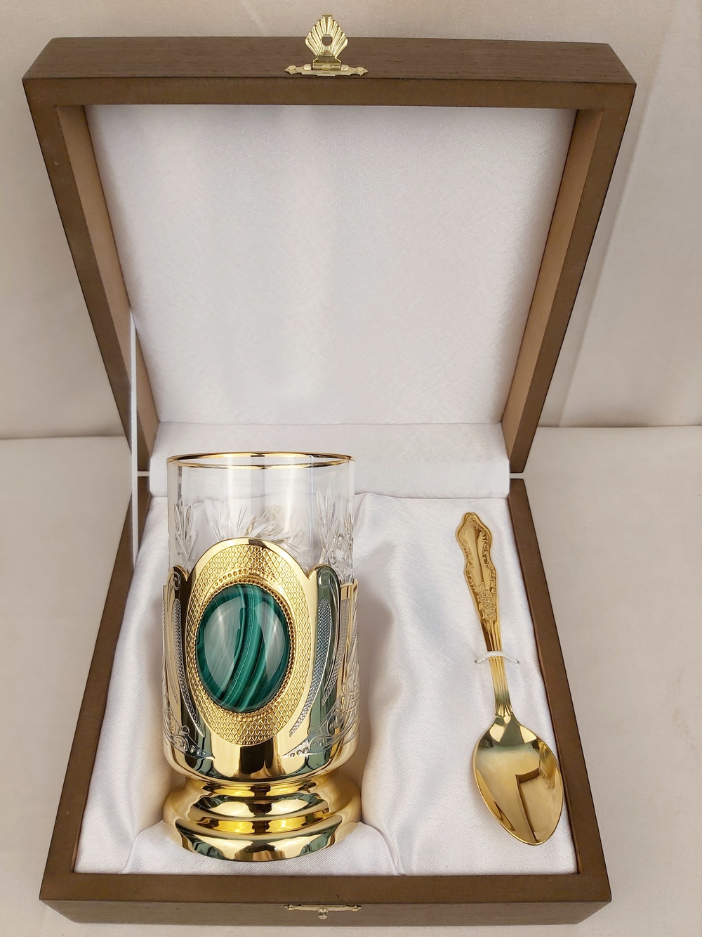 Чайный набор с ложечкой "Малахит" №4