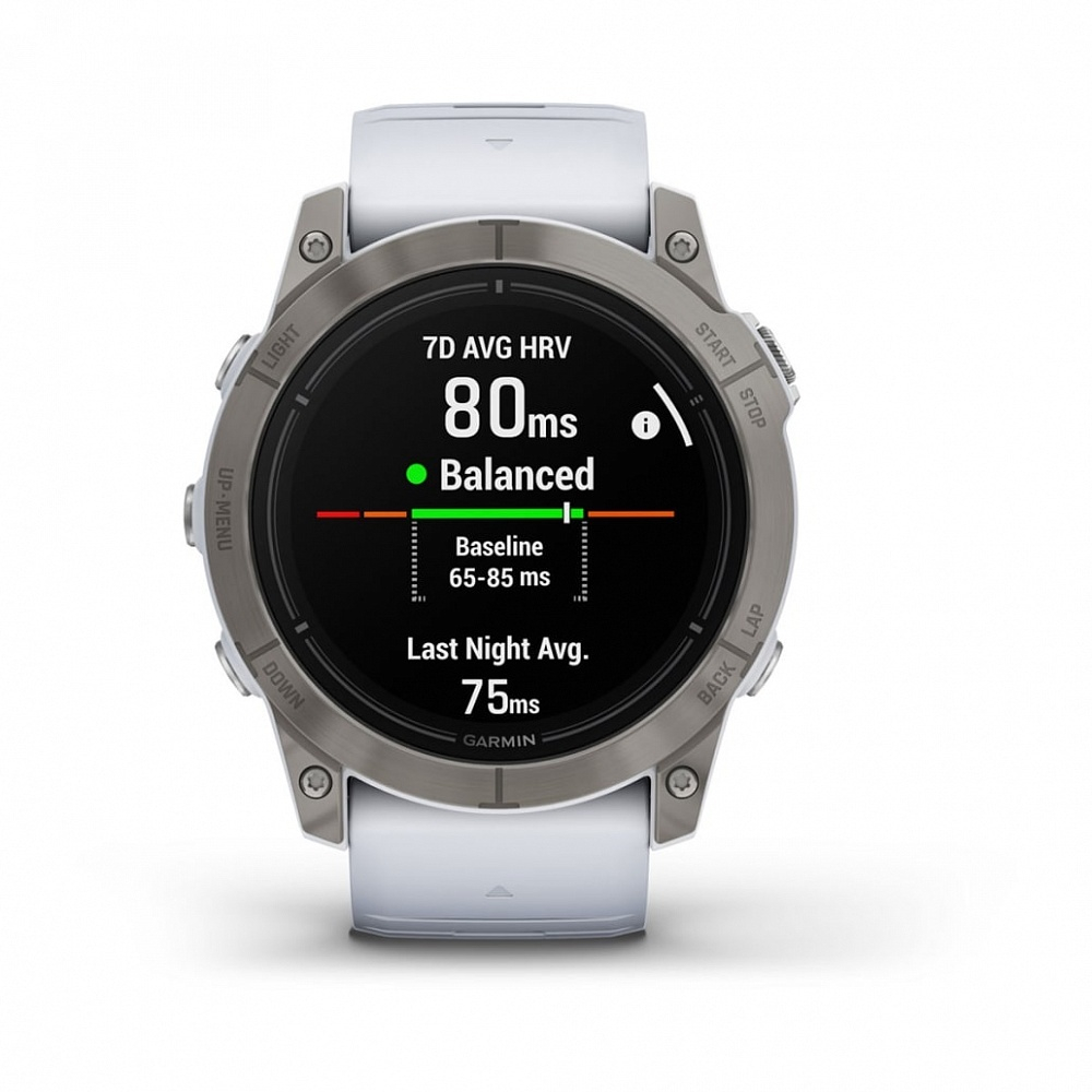Смарт часы Garmin Epix Pro (Gen 2) Sapphire Edition 51 мм, титановый белый, DLC, белый силиконовый ремешок