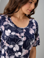 Халат Х-058/синий-розлистья