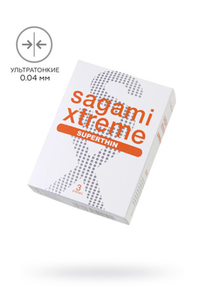 ПРЕЗЕРВАТИВЫ SAGAMI, XTREME, 0.04, ЛАТЕКС, 19 СМ, 5,4 СМ, 3 ШТ.