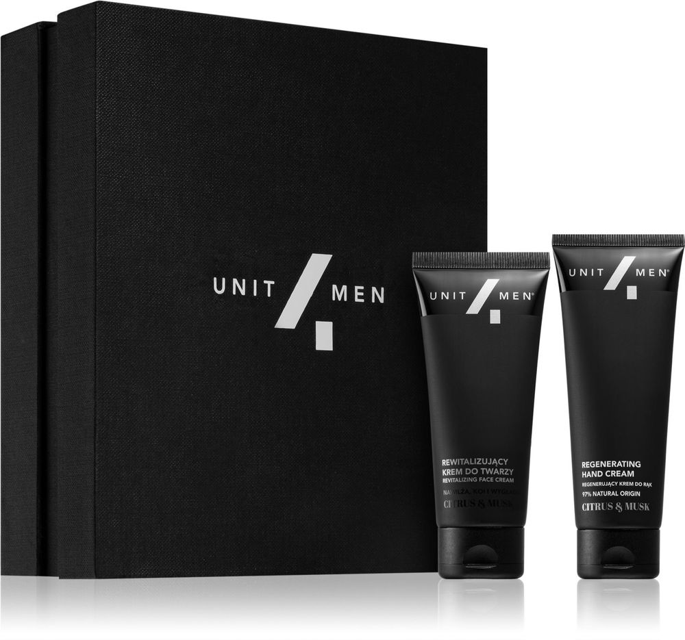 Unit4Men revitalising cream for the face 50 мл + regenerating Hand cream 75 мл Caring Set Citrus &amp; Musk