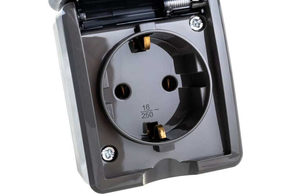 Блок розетка+выкл. верт. IP54, 16A(10AX)-250В, серый Эксперт ЭРА