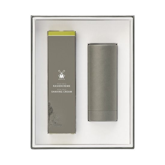 Набор для бритья MUEHLE, крем для бритья Алоэ Вера, черный помазок RYTMO с ворсом из фибры