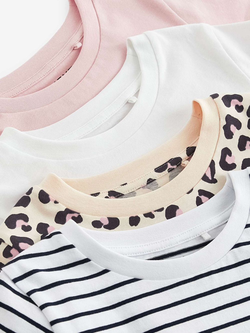 Футболка для девочки Next 729-823, 4 шт., Розовый, Белый, Молочный