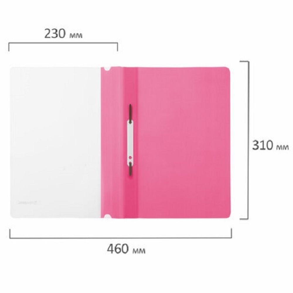 Скоросшиватель с прозрачным верхом А4, пластик 180мкм, Brauberg, розовый