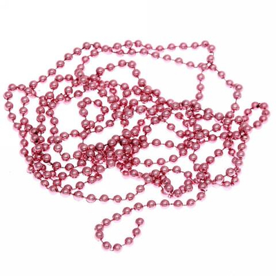 Бусы на елку 2,7м "Шарик" d-6мм, розовое золото (pvc коробка) (Серпантин)