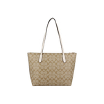 COACH Tote 30 Monogram Tote Shoulder Bag Women's Khaki White