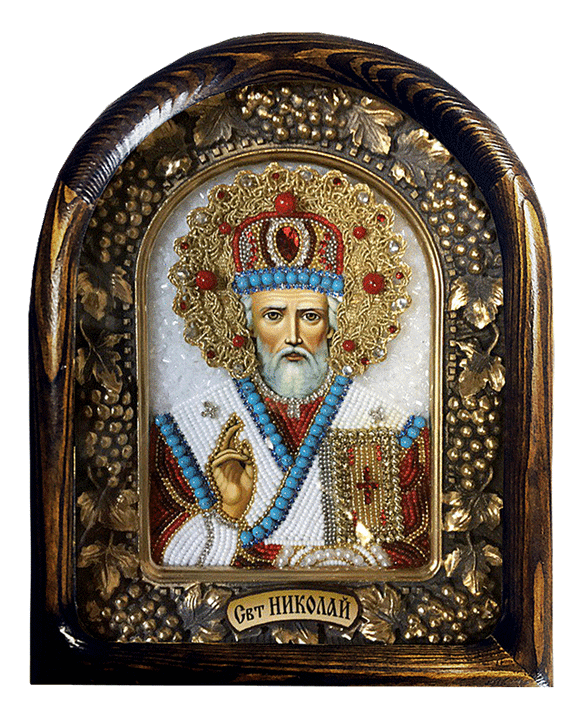 Дивеевская икона святитель Николай Мирликийский чудотворец, бирюза