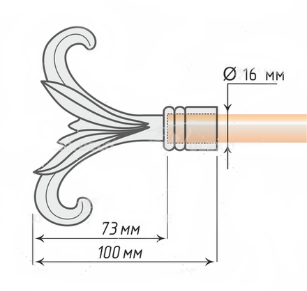 Наконечники "Овен" d16 мм, цвет хром матовый