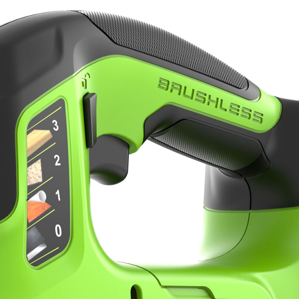 Лобзик акк. Greenworks GD24JS90, 24V, б/щет, 90 мм,0-3000/мин,4 ст.маятник,LED,1х4Ач,ЗУ,кор (3601707CUB)