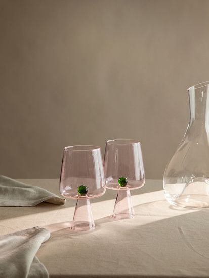 Набор бокалов для вина orb, 400 мл, розовый/зеленый, 2 шт.