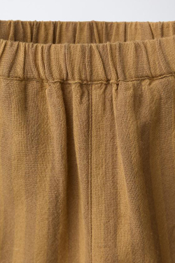 ZARA БРЮКИ BAGGY В ПОЛОСКУ, КАРАМЕЛЬНЫЙ