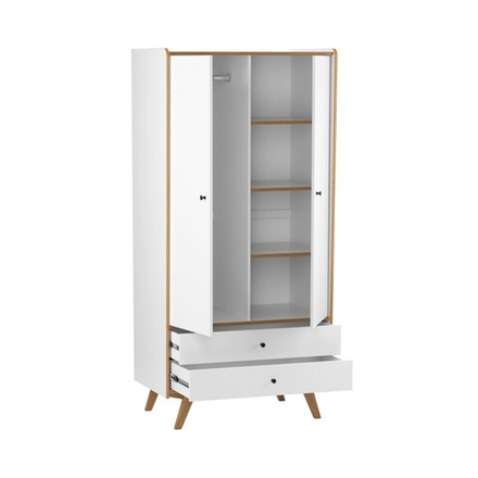 Шкаф 2х дверный «Винтаж» белый лак/браун