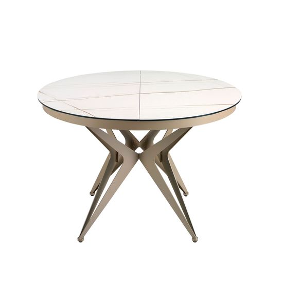 Круглый раздвижной обеденный стол 1119/MC22018DT из мраморной керамики и стали Испания 