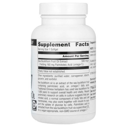 Source Naturals, омега-7, масло плодов облепихи, 500 мг, 120 веганских капсул