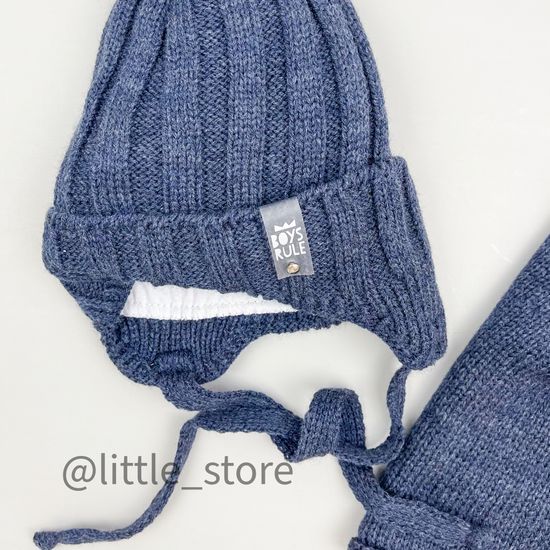 Шапка демисезонная, со снудом "Boys rule" джинс