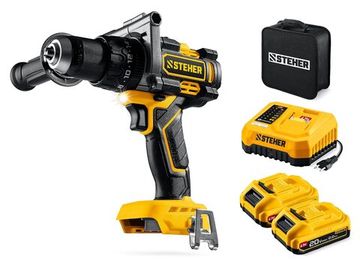 STEHER 20 В, 165 Н·м, 2 АКБ LMS (2 А·ч), бесщеточная ударная дрель-шуруповерт, сумка (CBS-165-22)