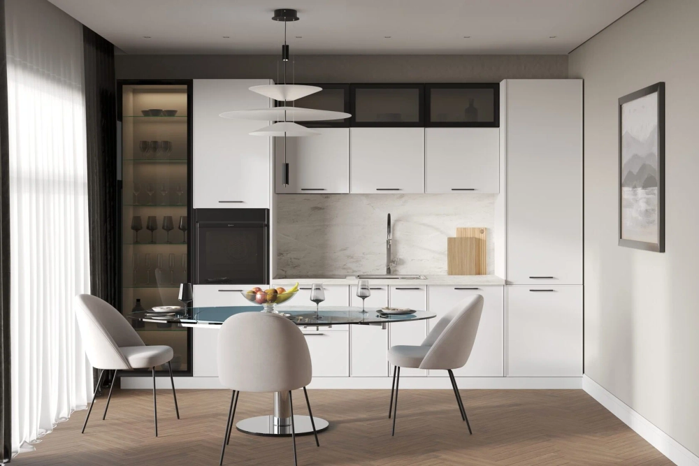 Кухня «Неста» с матовым покрытием PET-PREMIUM (фасады 19 мм, рамочная фрезеровка)