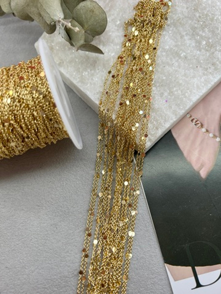 Цепочка «Точка» позолота 14k , звено 3-1 мм, 2 метра