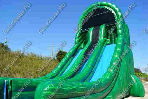 Коммерческий надувной батут-горка "Тропический спуск", 21*6*11 м.