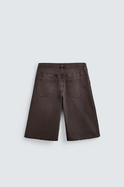 ZARA ДЖИНСОВЫЕ ШОРТЫ RELAXED FIT, КОРИЧНЕВЫЙ