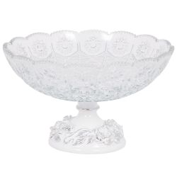 Фруктовница-конфетница Лето со стеклянной чашей 7373 Серебро
