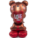 Шар Фольгированный Мишка с сердцем LOVE (Коричневый)