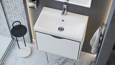 Тумба подвесная VELVEX Rigli 80.1Y с раковиной SLIM 80 Cersanit