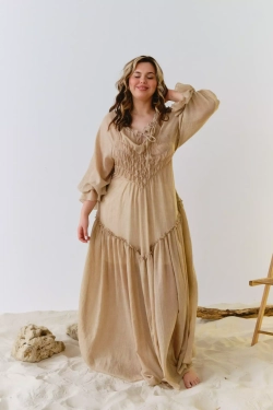 Туника макси бежевая