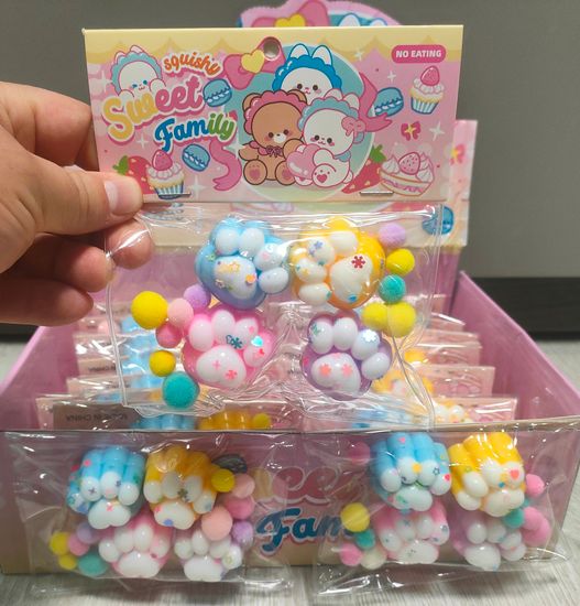 Антистресс Сквиш Лапка мини набор 4в1 4см